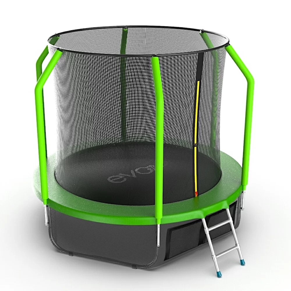 Фото EVO JUMP Cosmo 8ft (Green) + Lower net. Батут с внутренней сеткой и лестницей, диаметр 8ft (зеленый) + нижняя сеть со склада магазина СпортСЕ