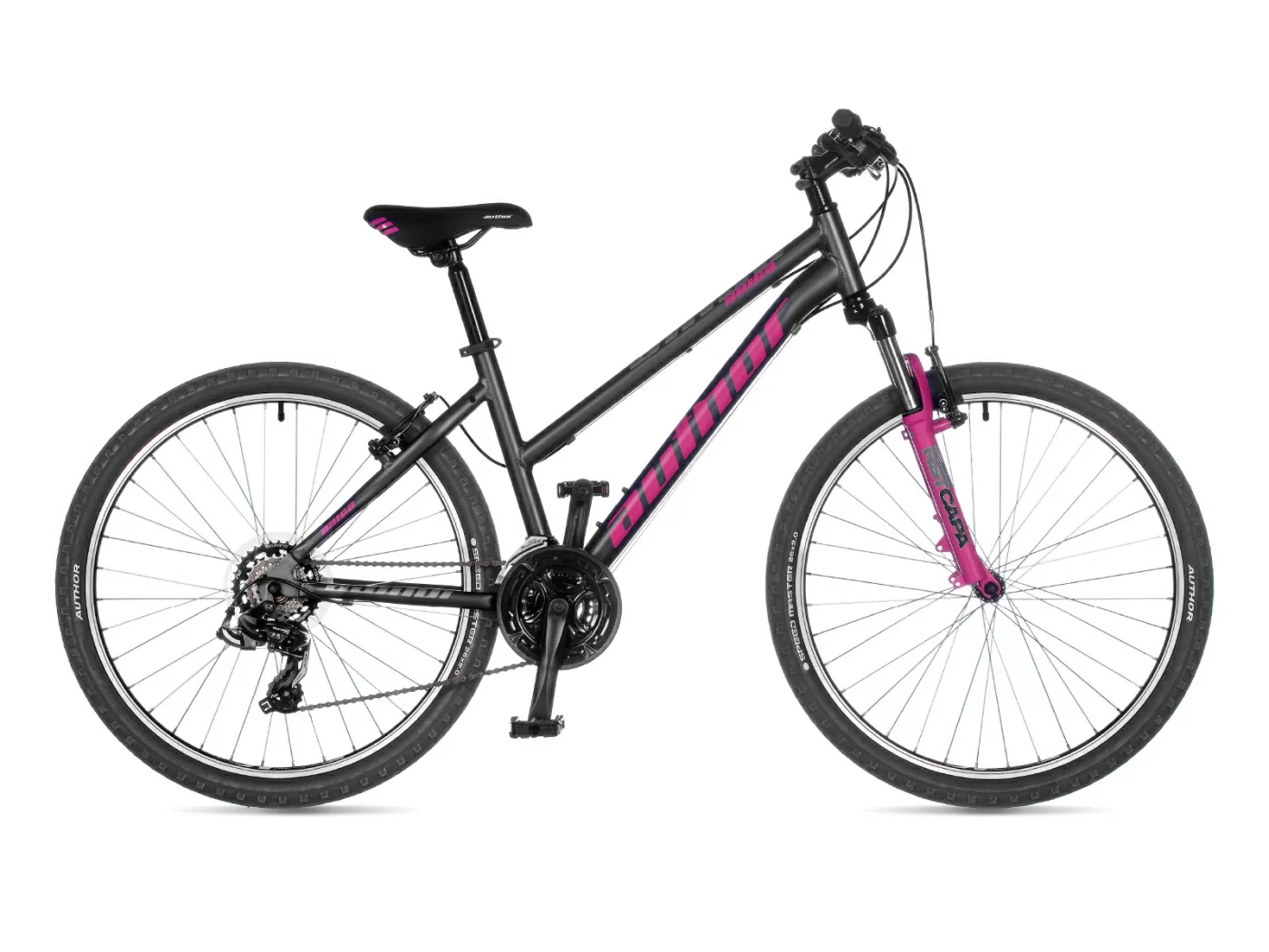 Фото Велосипед женский AUTHOR Unica 2023 Серо-розово-чёрный со склада магазина СпортСЕ