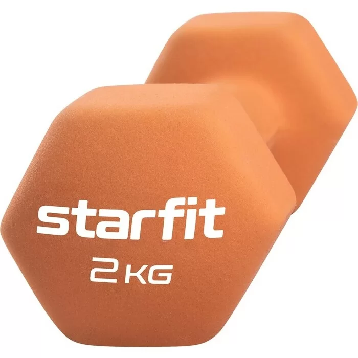 Фото Гантель неопреновая 2 кг StartFit Core DB-201 оранжевый пастель (1 шт) УТ-00018831 со склада магазина СпортСЕ