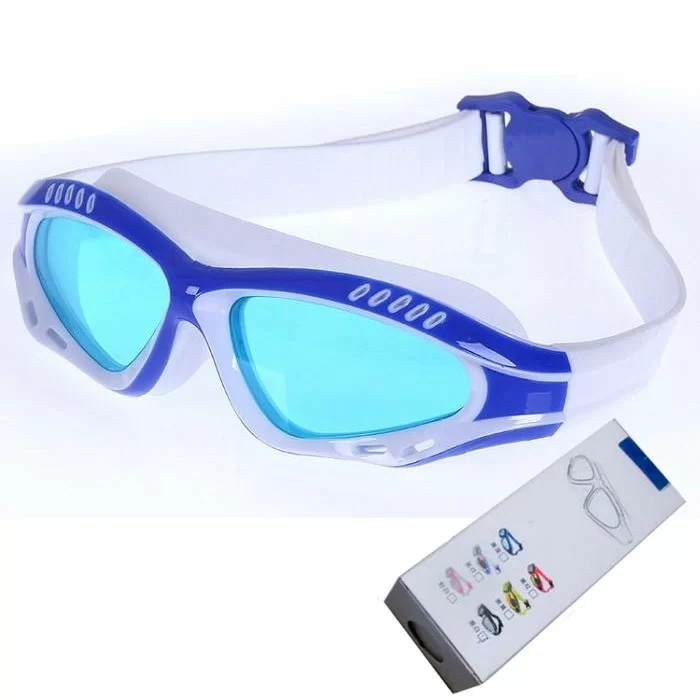 Фото Очки-маска для плавания R18012 с берушами бело/синие 10016563 со склада магазина СпортСЕ