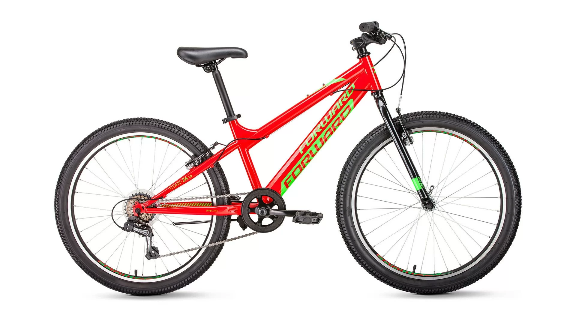Фото Велосипед Forward Titan 24 1.0 (2020) красный RBKW01N46003 со склада магазина СпортСЕ