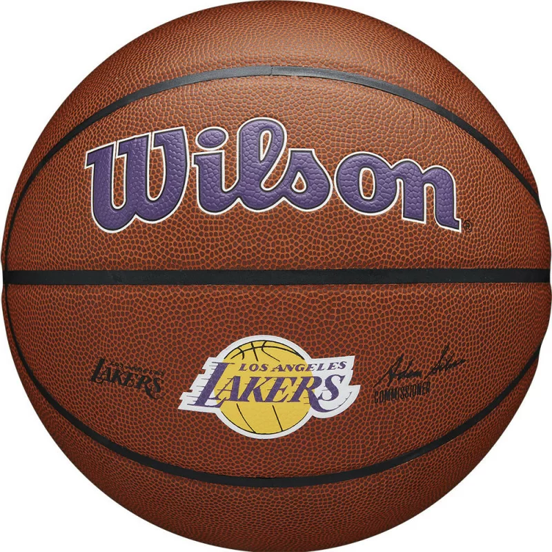 Фото Мяч баскетбольный Wilson NBA LA Lakers №7 коричневый WTB3100XBLAL со склада магазина СпортСЕ