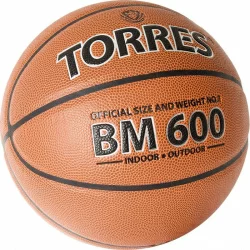 Мяч баскетбольный Torres BM600 №7 ПУ темно коричневый-черный B32027