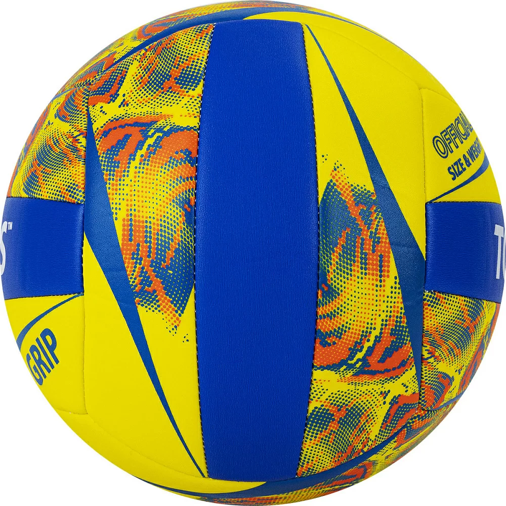 Фото Мяч волейбольный Torres Grip Y р.5 синт. кожа машин.сшивка желто-синий V32185 со склада магазина СпортСЕ