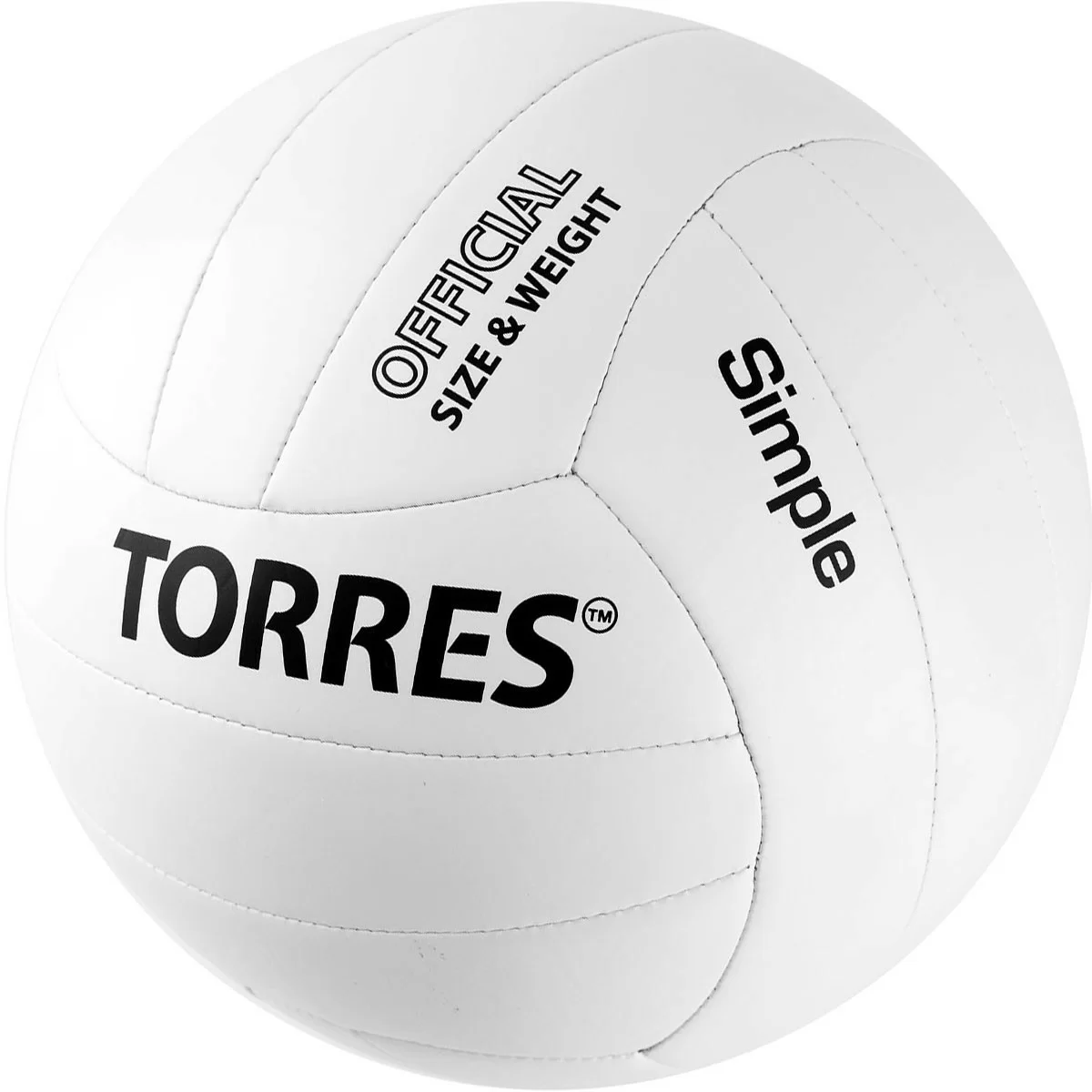 Фото Мяч волейбольный Torres Simple V32105 р.5 синт.кожа (ТПУ) бело-черный со склада магазина СпортСЕ