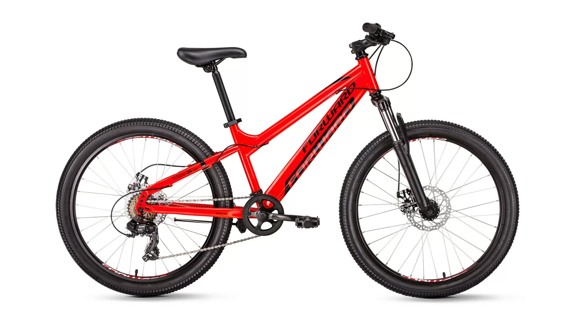 Фото Велосипед Forward Titan 24 2.0 disc (2020) красный RBKW01N46006 со склада магазина СпортСЕ