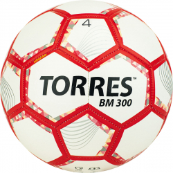 Мяч футбольный Torres BM 300 №4 28 пан.,TPU бело-серебр-красн F320744