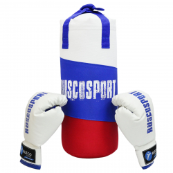 Набор боксерский для начинающих RuscoSport Триколор (перчатки бокс. 4 oz) синий