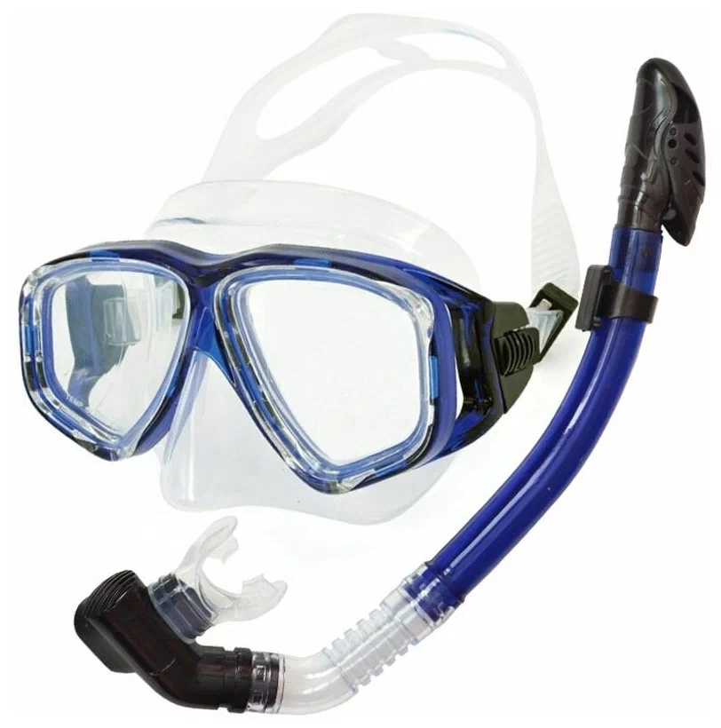 Фото Набор для плавания E39237 взрослый маска+трубка (силикон) синий 10021317 со склада магазина СпортСЕ