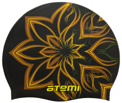 Шапочка для плавания Atemi PSC418 силикон чёрн. (огн.цветок)
