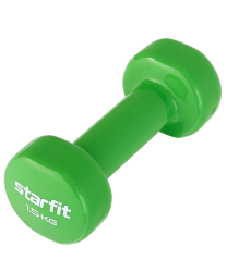 Гантель виниловая 1.5 кг StarFit DB-101 зеленый (1 шт) УТ-0001447