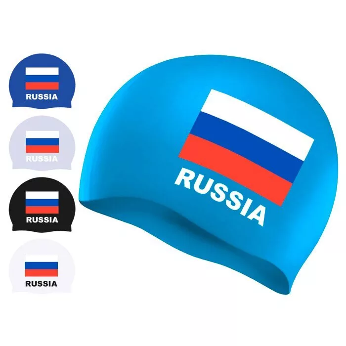 Фото Шапочка для плавания Sprinter с изобр.флага России (черный) 06330 со склада магазина СпортСЕ