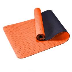 Коврик для йоги 183х61х0,6 см TPE-2T-1 ТПЕ оранжевый/черный (B34506) 10019310