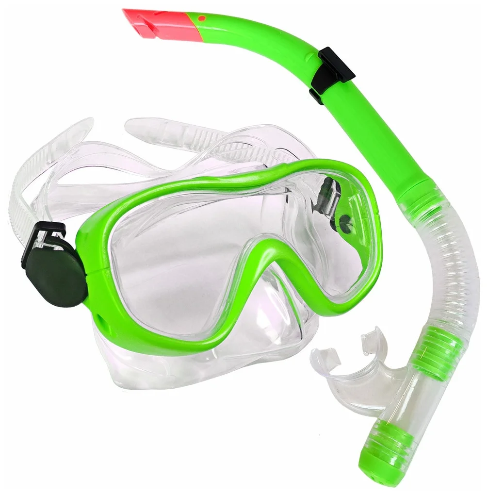 Фото Набор для плавания E33109-2 юниорский (маска+трубка) ПВХ зеленый 10019981 со склада магазина СпортСЕ