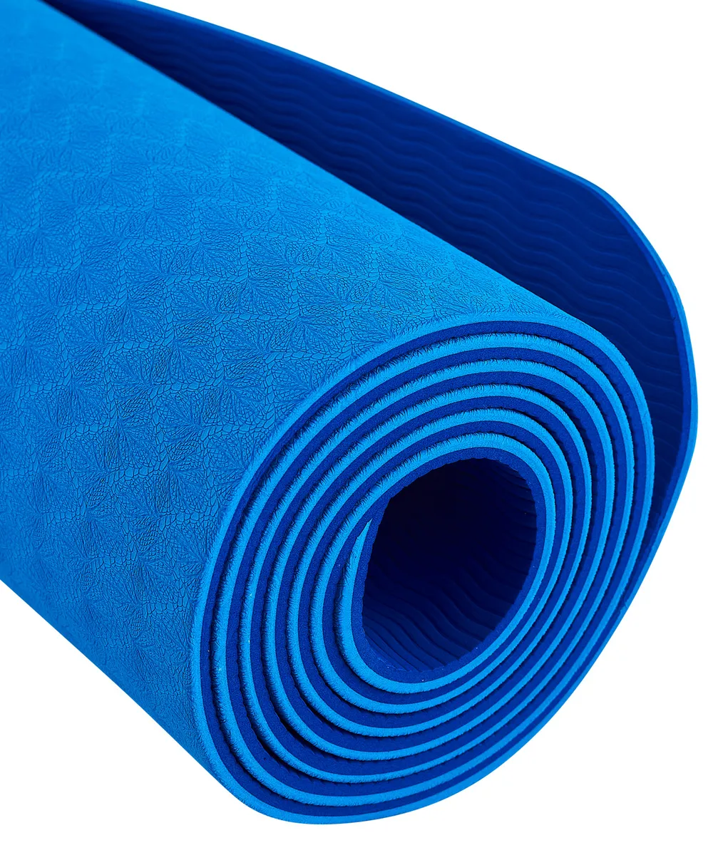 Фото Коврик для йоги StarFit FM-201 TPE 173x61x0,4 см темно-синий/синий УТ-00018910 со склада магазина СпортСЕ