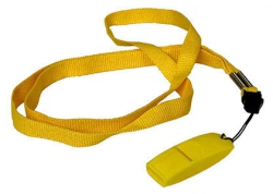 Свисток пластик без шарика судейский для зимних видов спорта со шнурком желтый 10021257