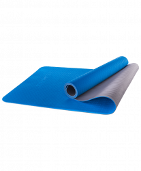 Коврик для йоги StarFit FM-201 TPE 173x61x0,4 см синий/серый  УТ-00008846