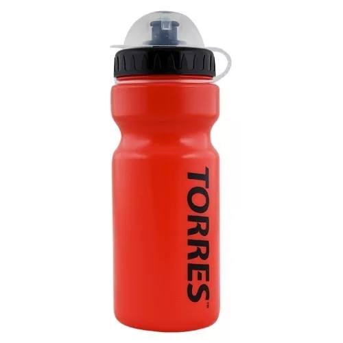 Фото Бутылка для воды Torres 550 мл крышка с колп., мягк. пласт., красный черная крышка SS1066 со склада магазина СпортСЕ