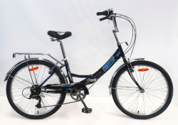 Велосипед Black Aqua Street Beat 1421  24" 6s (РФ) черный-голубой YF-704VTR