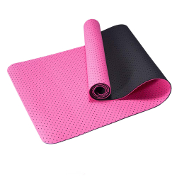 Коврик для йоги 183х61х0,6 см TPE-2T-4 ТПЕ розовый/черный (B34509) 10019313