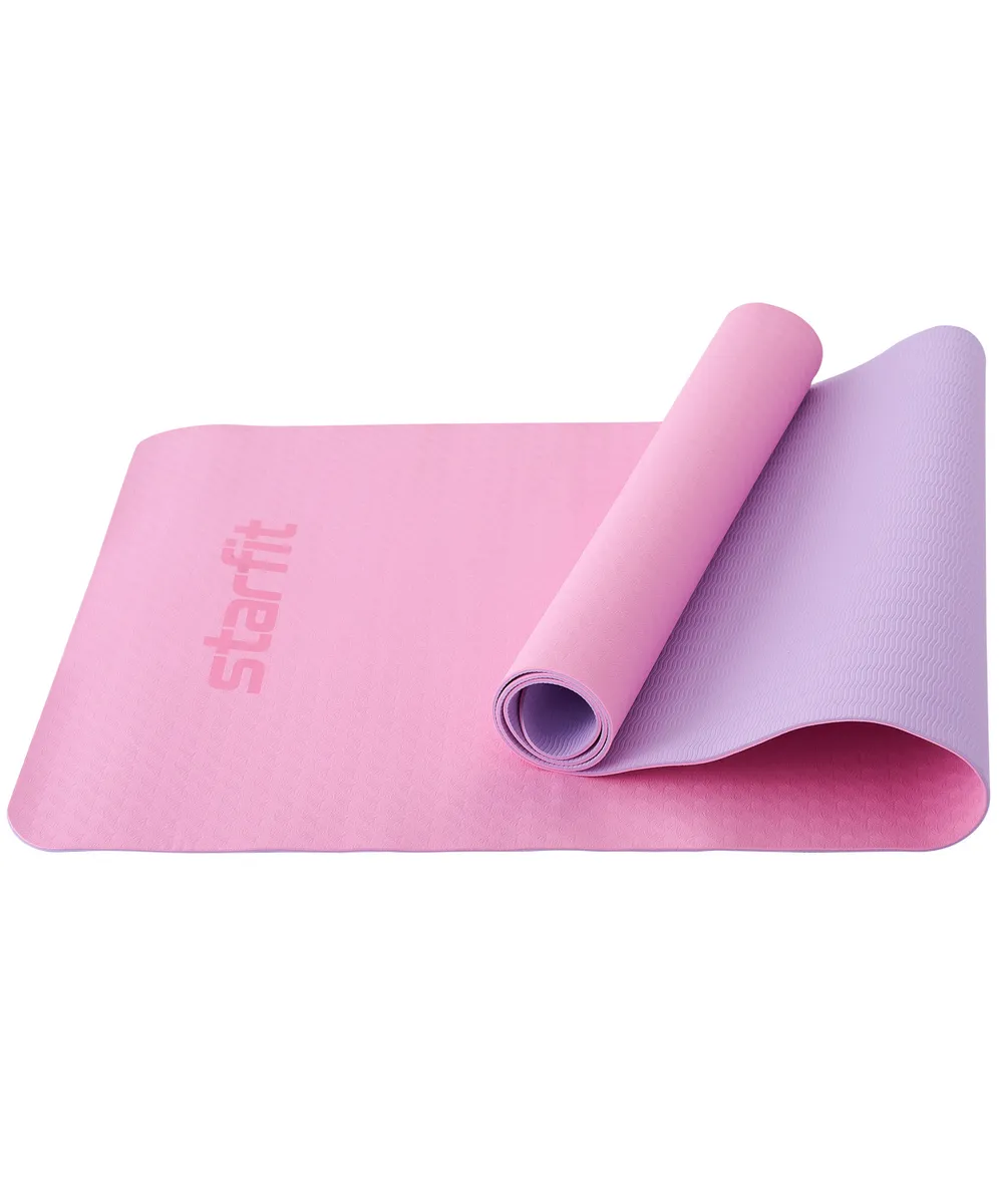 Фото Коврик для йоги StarFit FM-201 TPE 173x61x0,4 см розовый пастель/фиолет пастель УТ-00018911 со склада магазина СпортСЕ